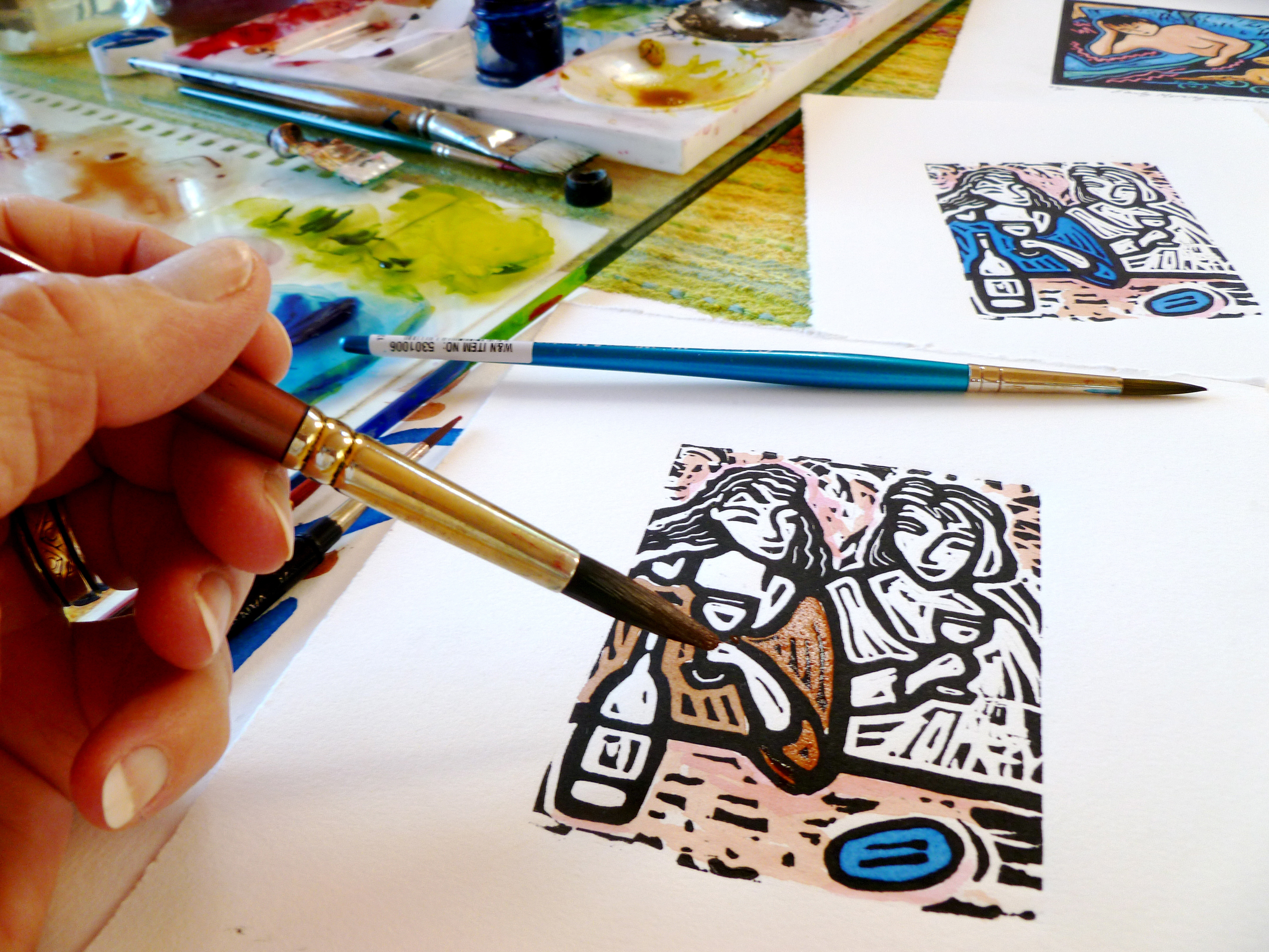 OS 2012 Liz Lyons Friedman Painting a linocut