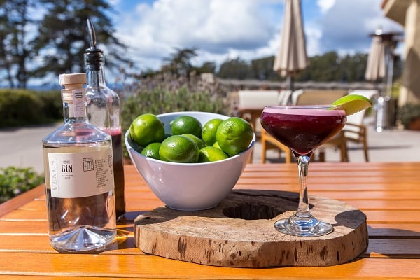 Venus Gin, hibiscus cocktail and limes