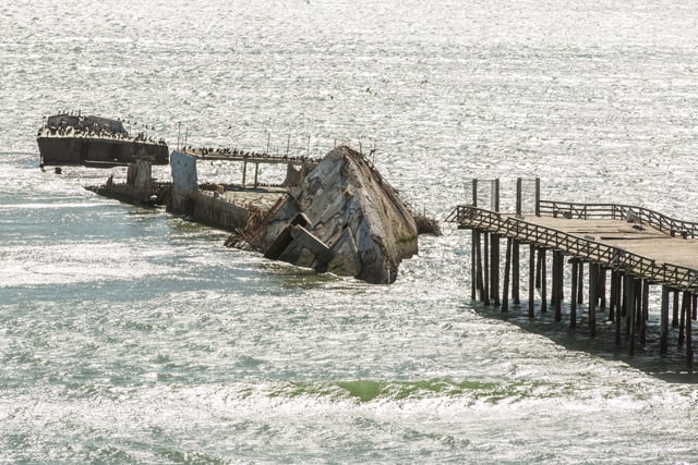 The SS Palo Alto - aka The Cement Ship - is an iconic landmark at Seacliff State Beach. Many years, waves, surf, and storms have battered the SS Palo Alto, but she remains visible from the shore.