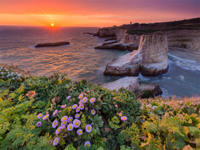 Sunset image of Davenport cliffs