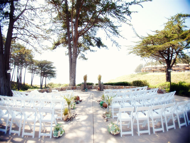 Outdoor wedding ceremony set up at Seascape Re.ort