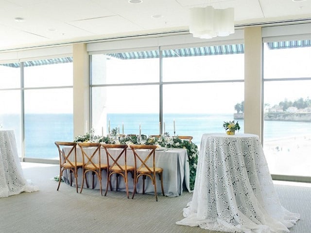 Wedding set up at Dream Inn Santa Cruz over looking ocean