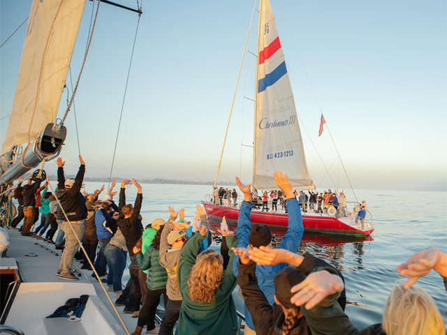 Chardonnay Sailing sailing boat II and sailboat II, group dancing along the side