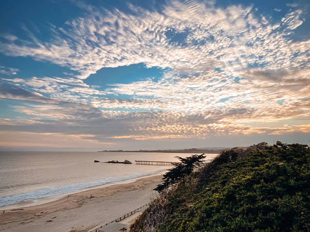 Seacliff State Beach in California, Sunset overlooking SS Palo Alto Cement Ship