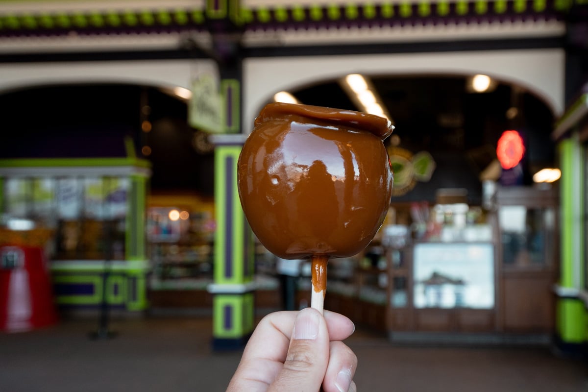 Carmel apple from Marinis Candy at the Santa Cruz Beach Boardwalk