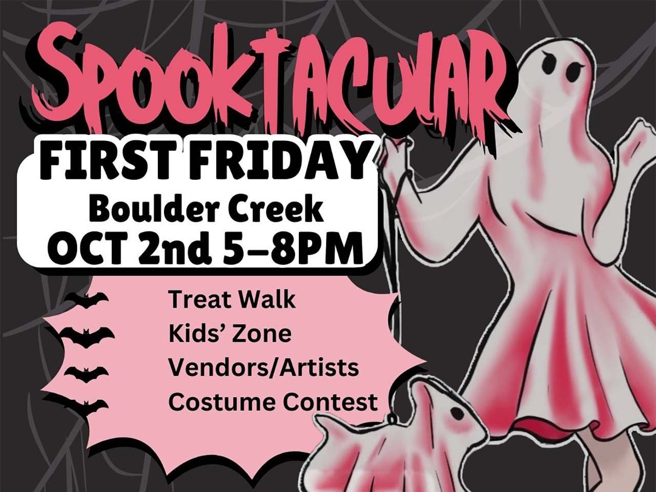 A fancy lady and her fancy dog both dressed as fancy ghosts ready to shop