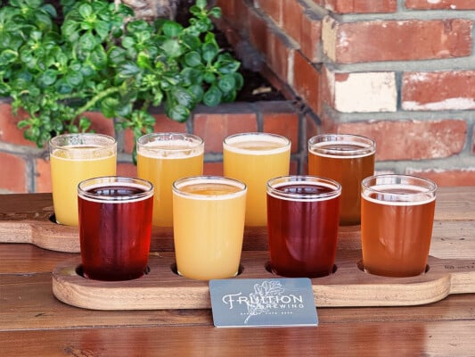 Beer Flights at The Hub East Watsonville. Photographed by Monica Multer