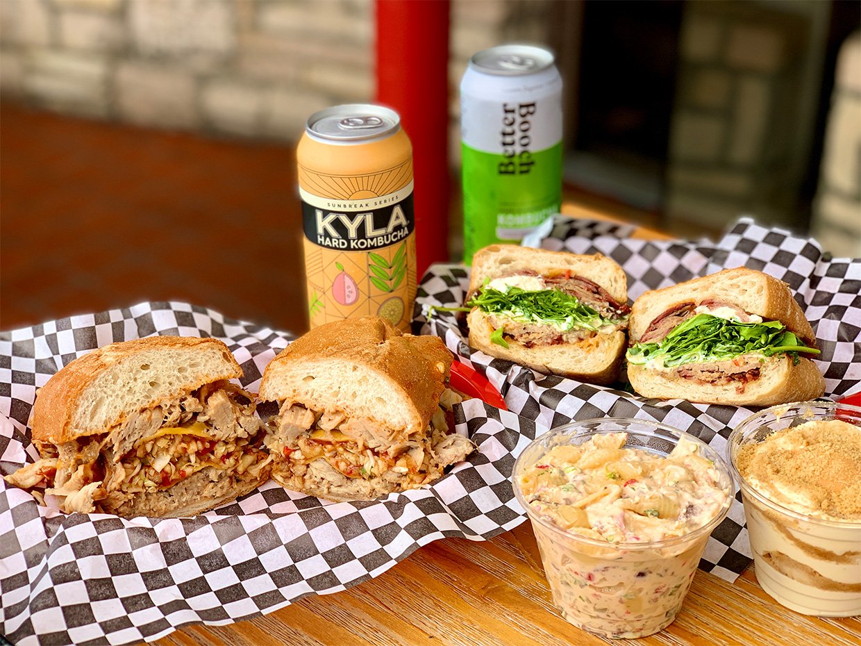 Sandwiches and beverages at Seabright Deli. Photographed by Monica Multer