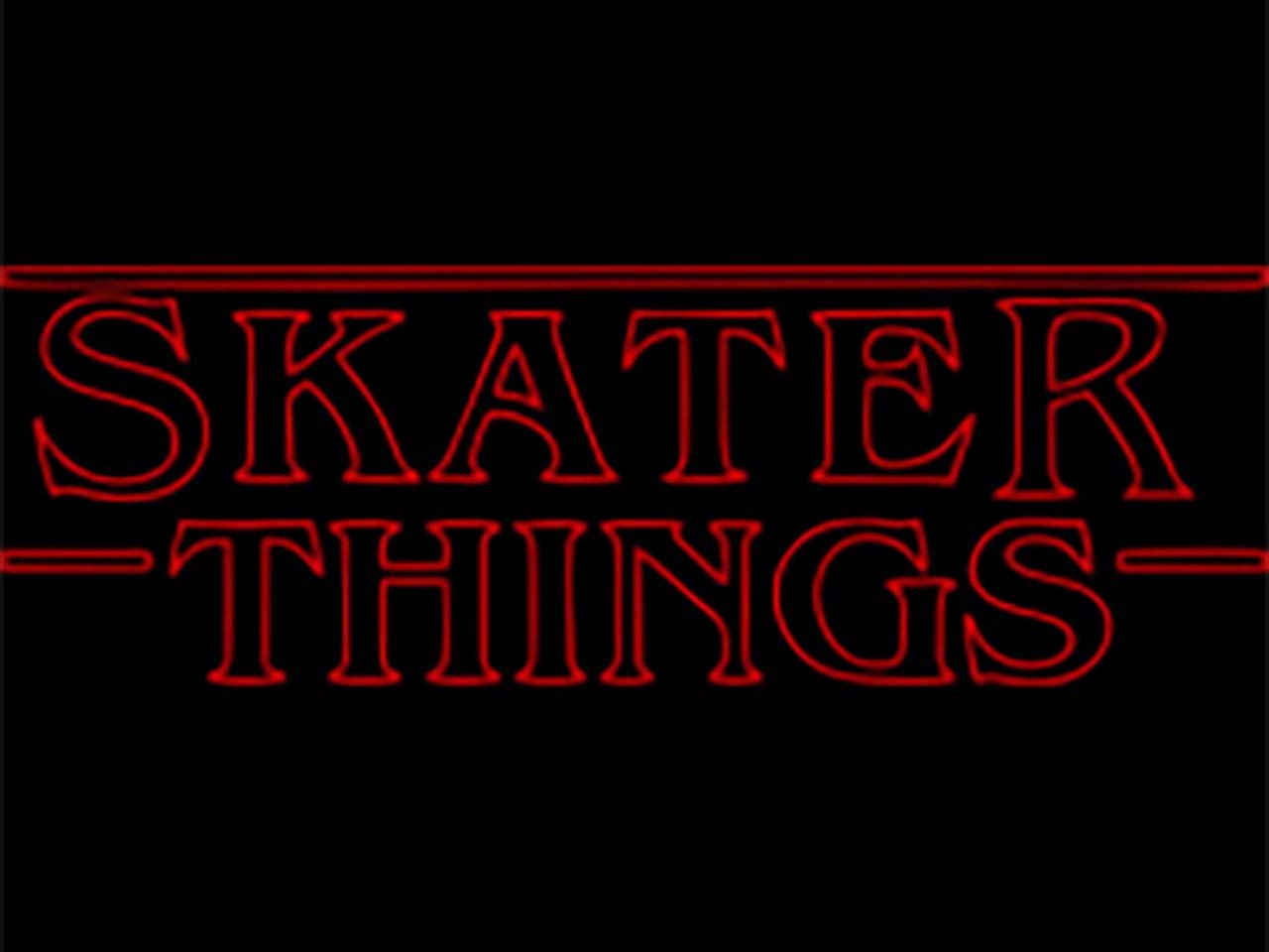 The Stranger Things TV show logo modified to say Skater Things.