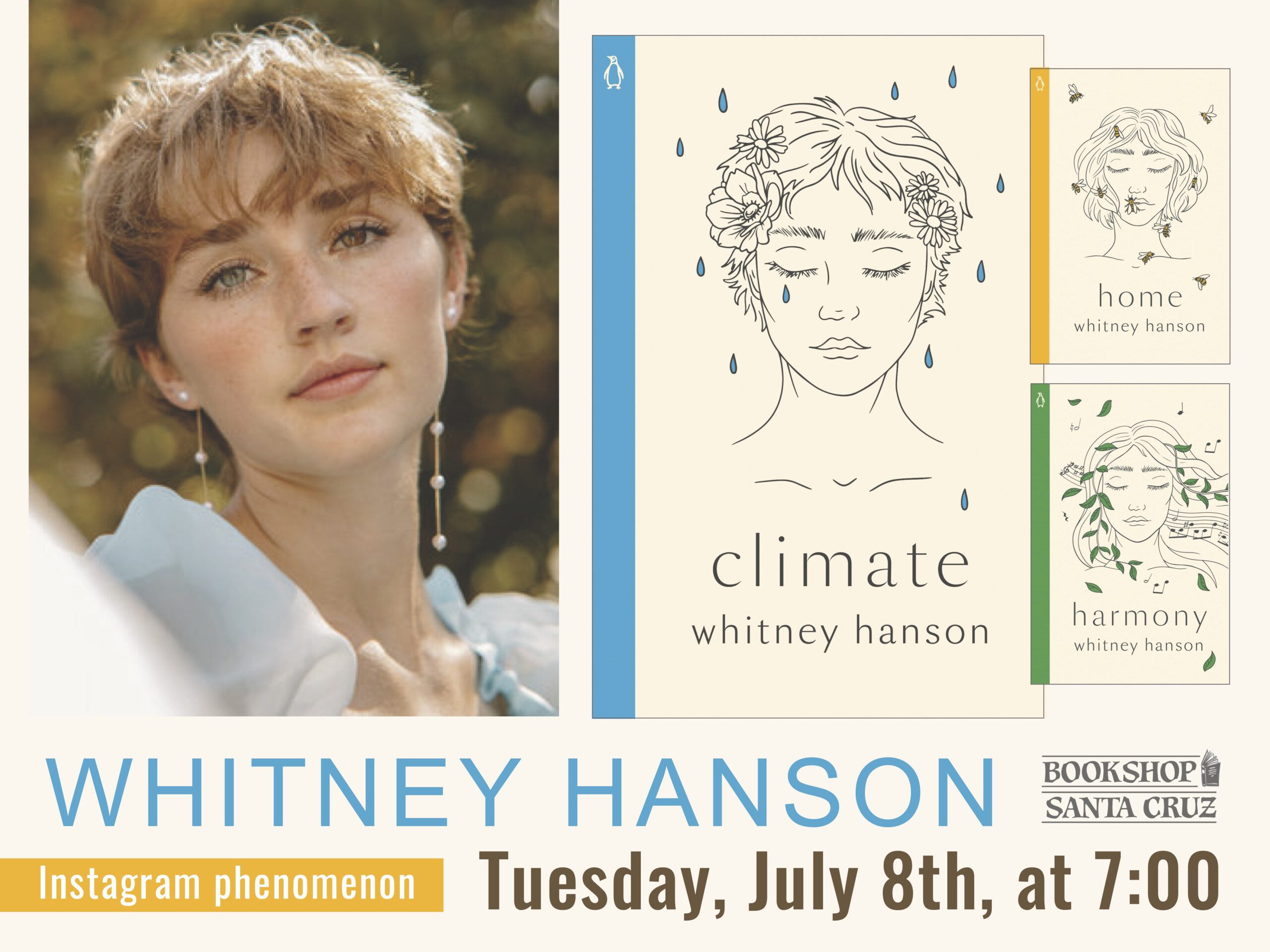 Image of author and book cover