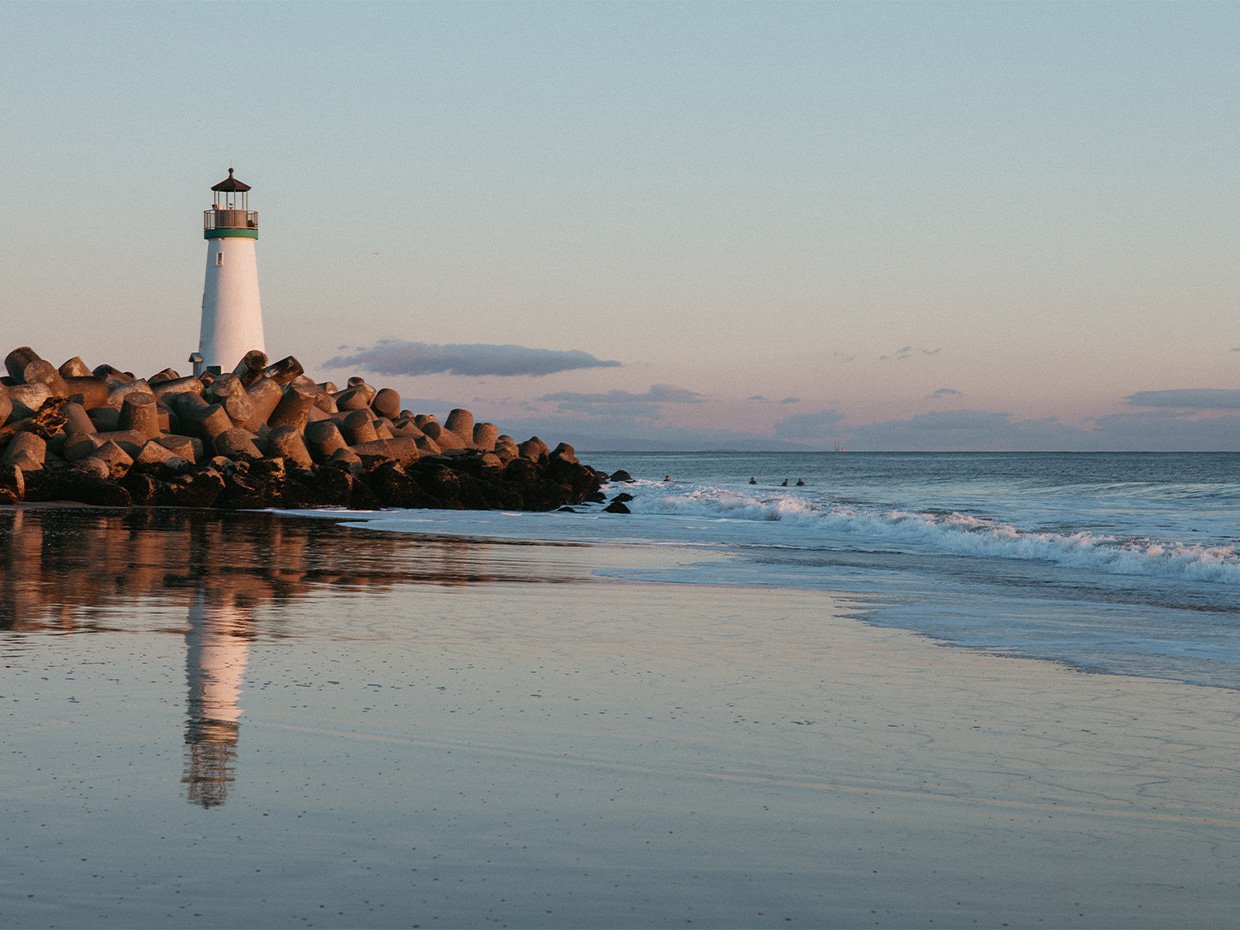 Walton Lighthouse from Seabright State Beach photographed by Ben Ingram