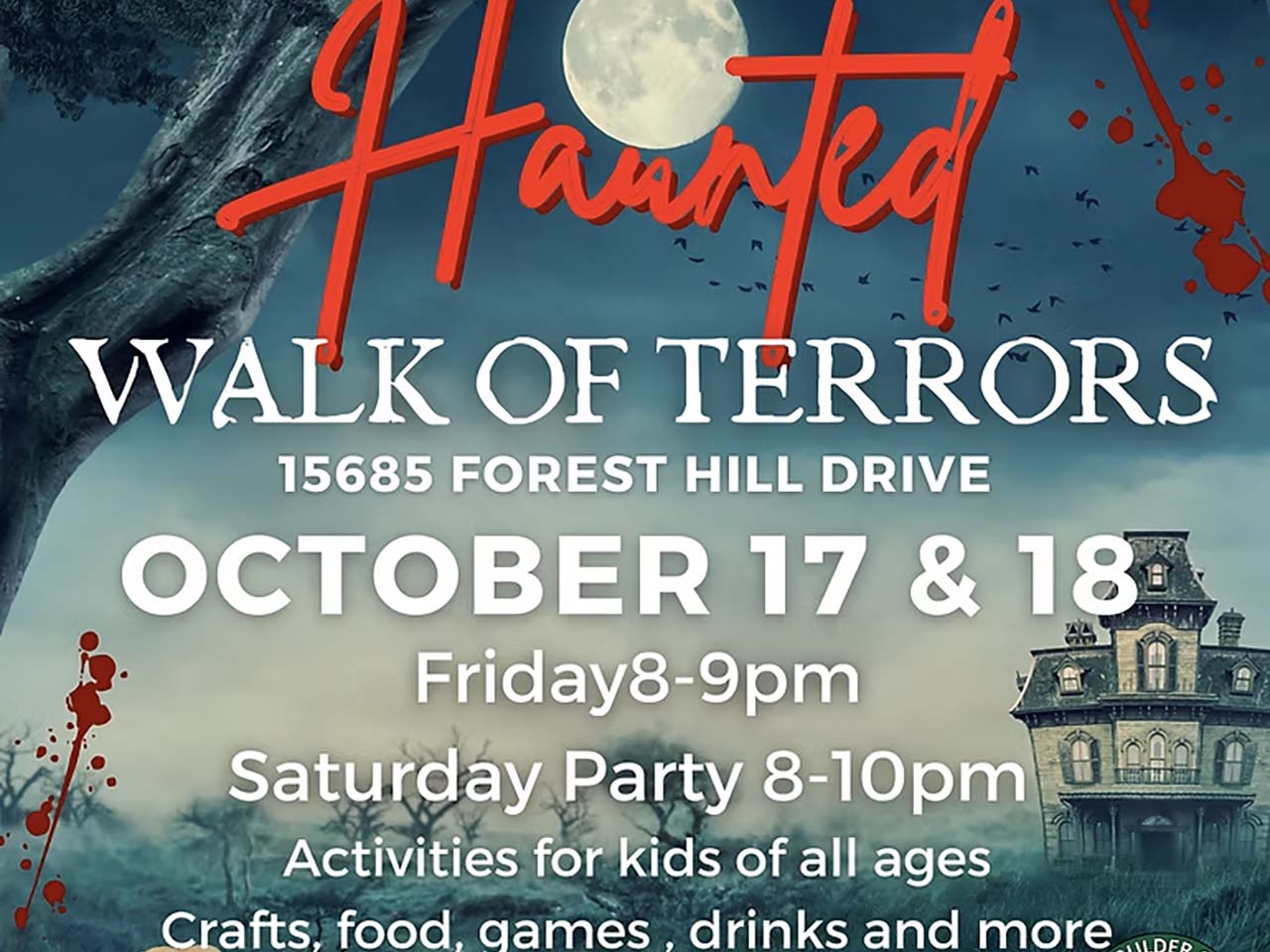 Haunted house and blood splatters