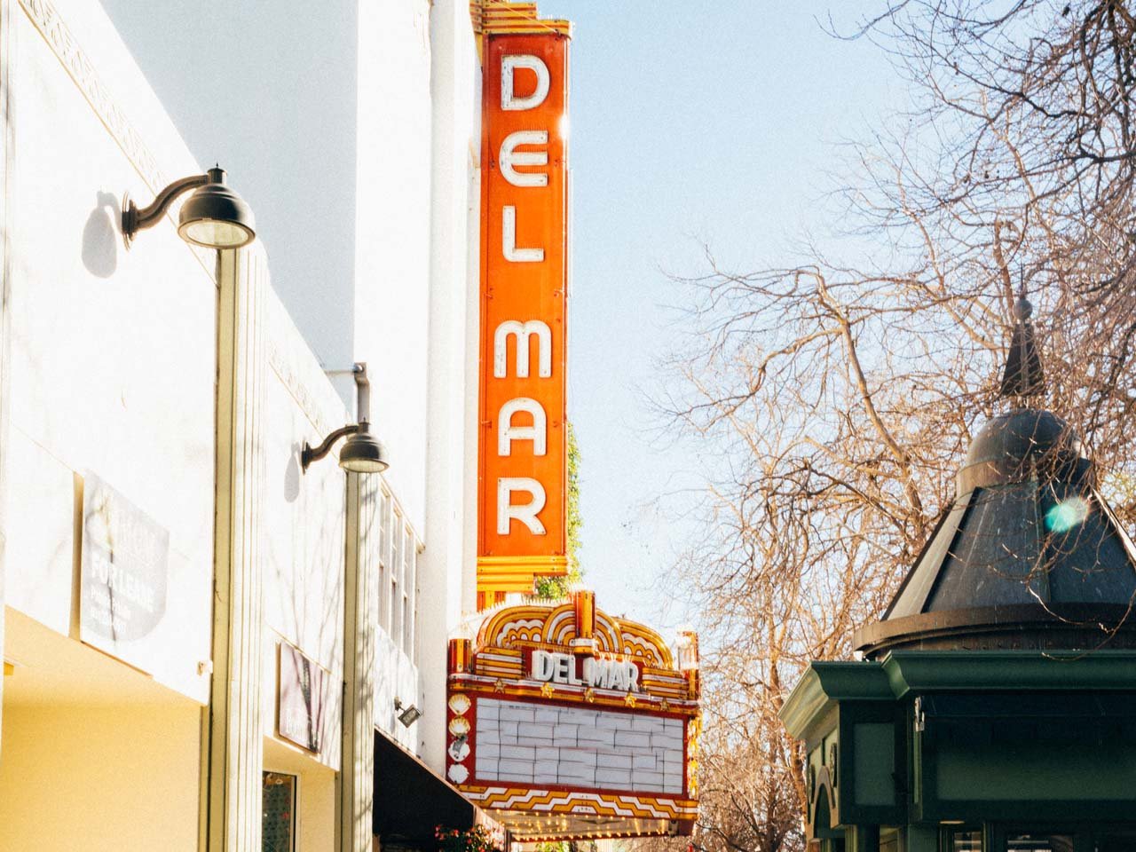 Del Mar Theater Sign in winter