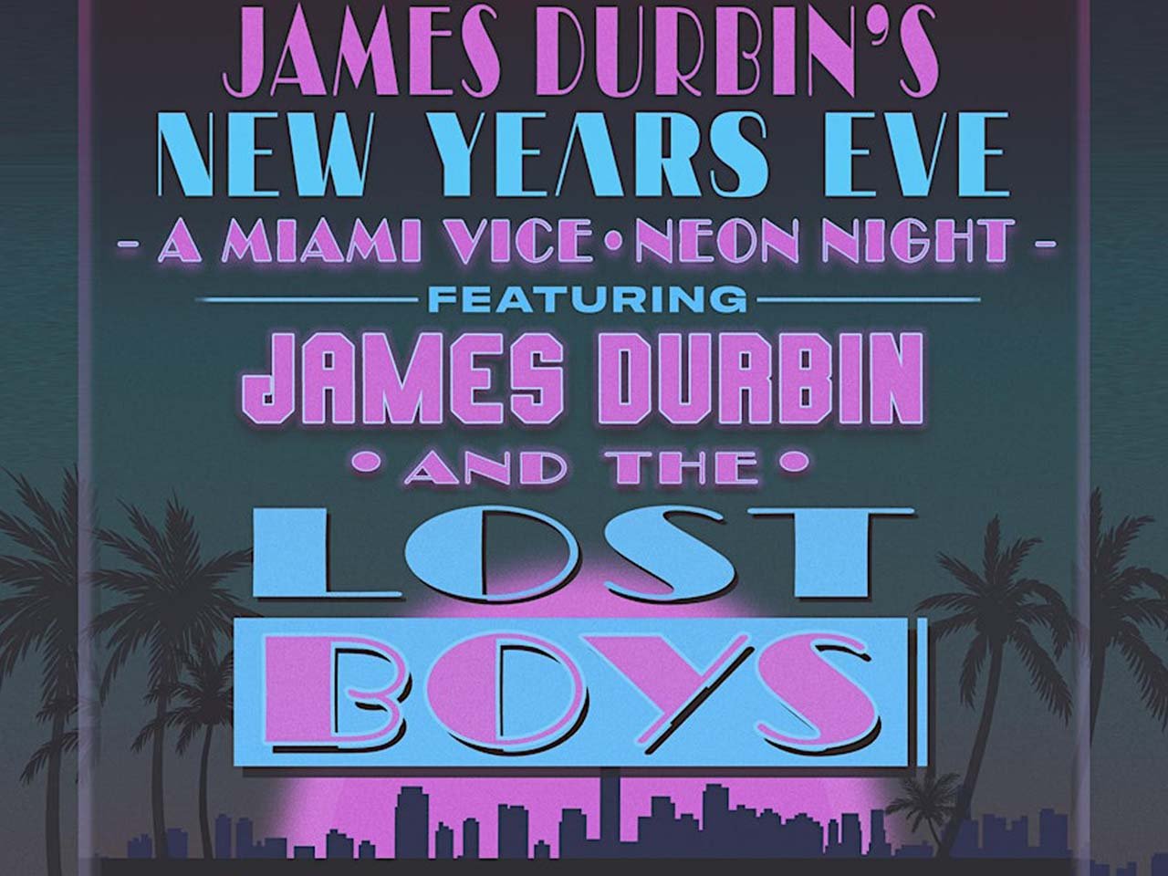 James Durbin and the Lost Boys poster done in 80s Miami Vice style