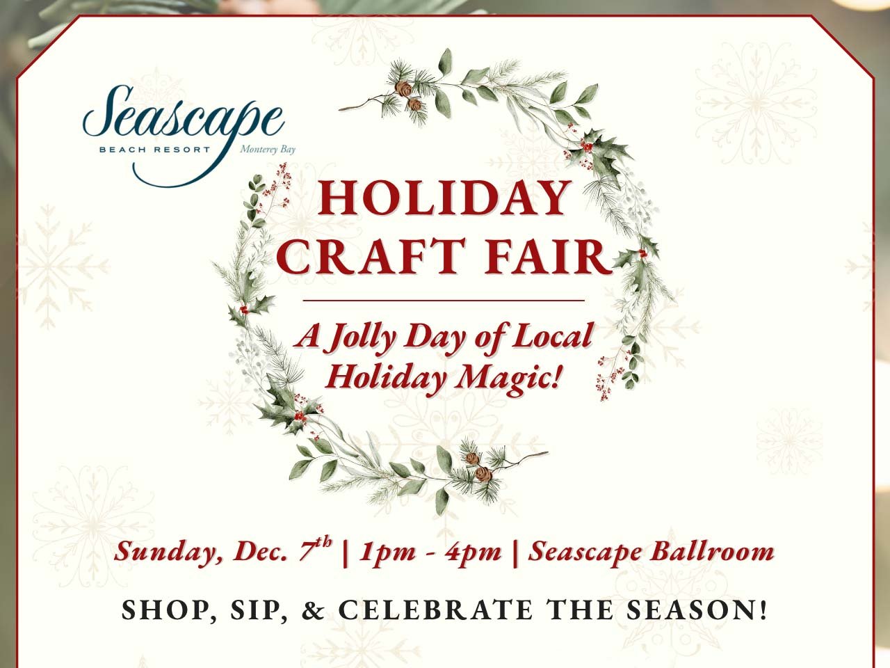 Seascape Resort logo and a wreath