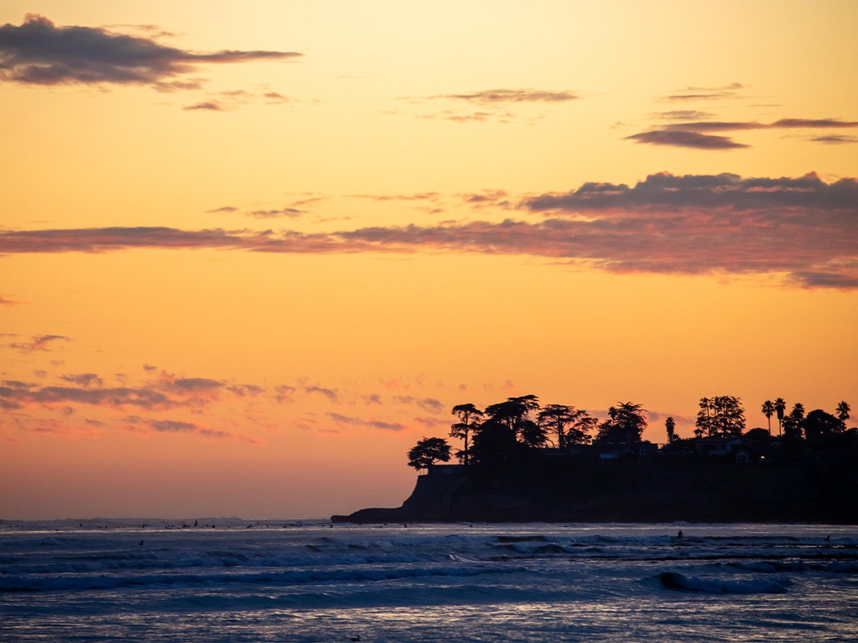 Pleasure Point Opal Cliff at sunset. Photographed by Daniel Gorostieta