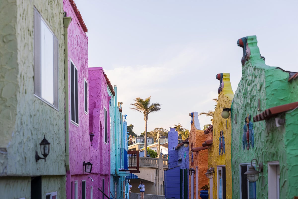 Capitola Village's colorful venetian walkway. Photographed by Daniel Gorosieta