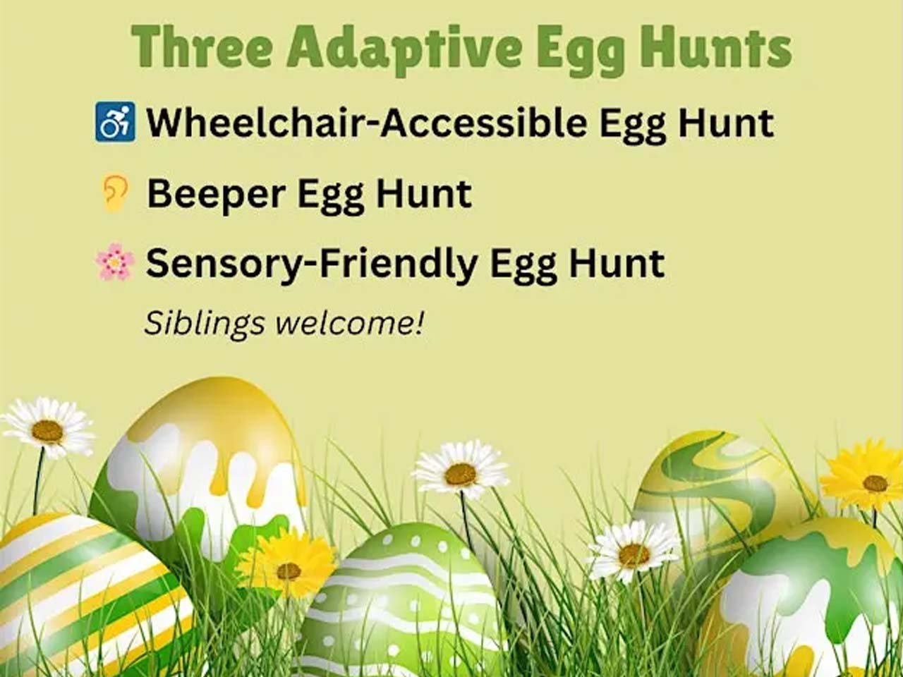 Green easter eggs in grass with white flowers