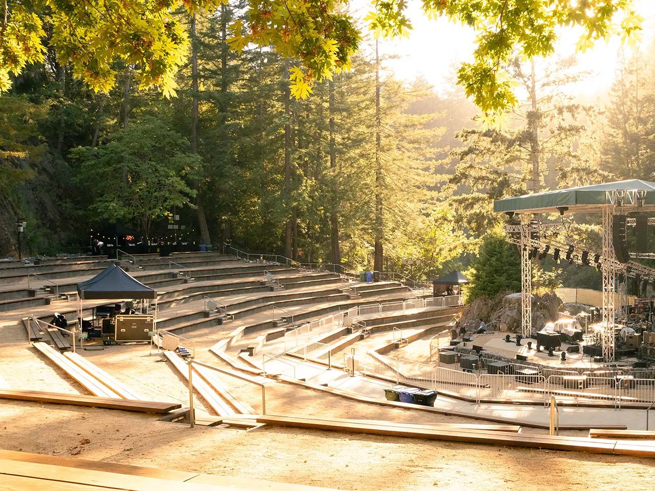 Quarry Amphitheater in the sunlight with trees all around
