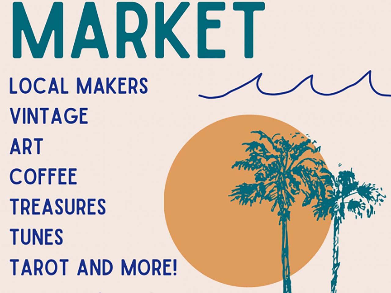 cartoon image of palm trees and a sun