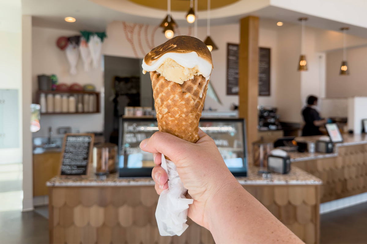 An ice cream cone at Penny Ice Creamery in Aptos Village. Photographed by Caryn Hewlett