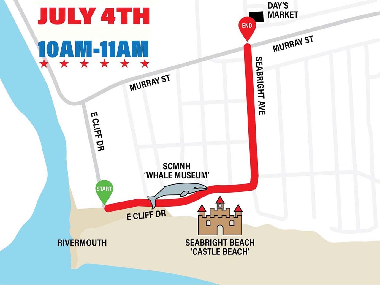 Map of the Seabright parade route