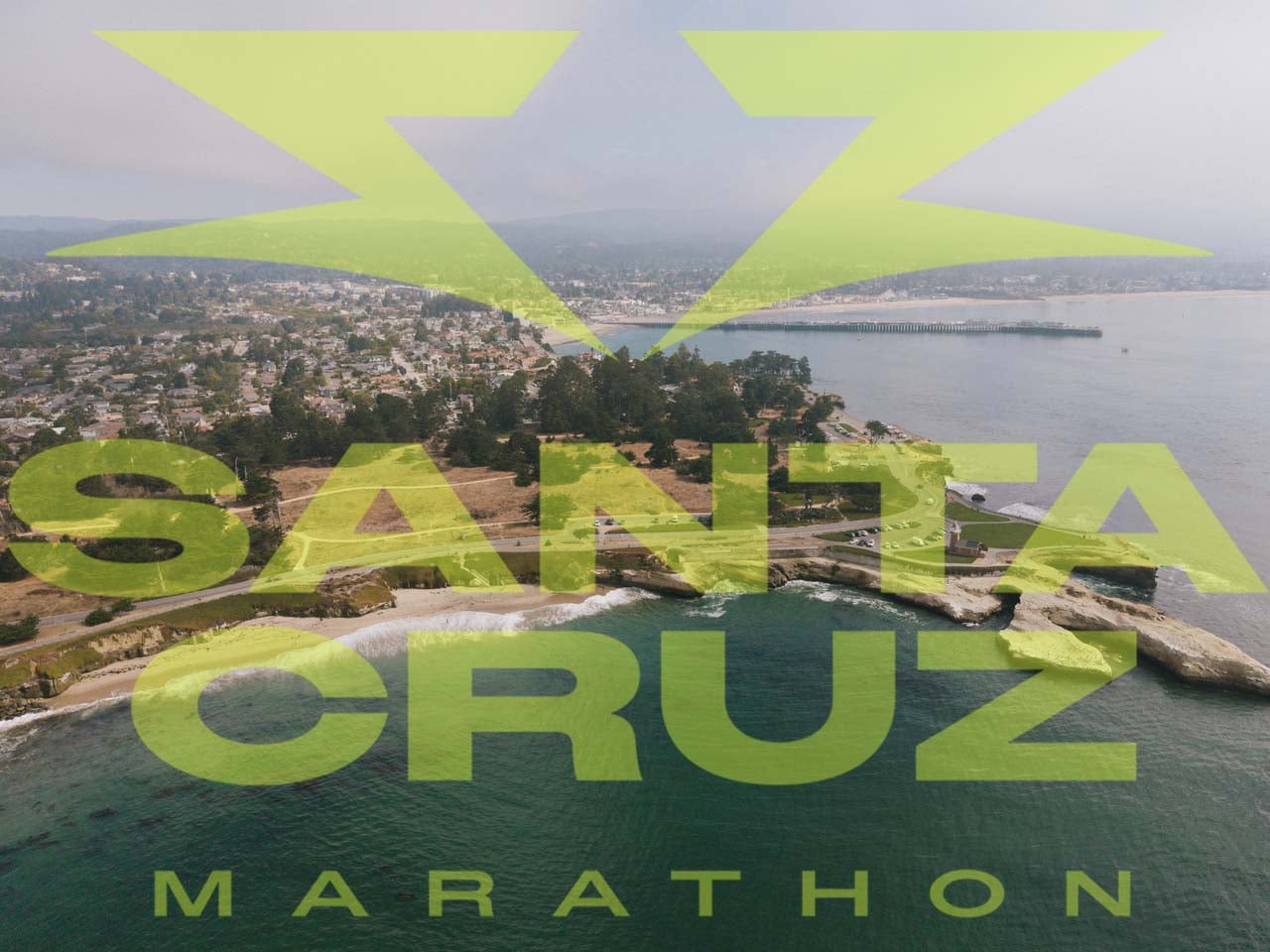 Drone view over the Santa Cruz coastline with a San