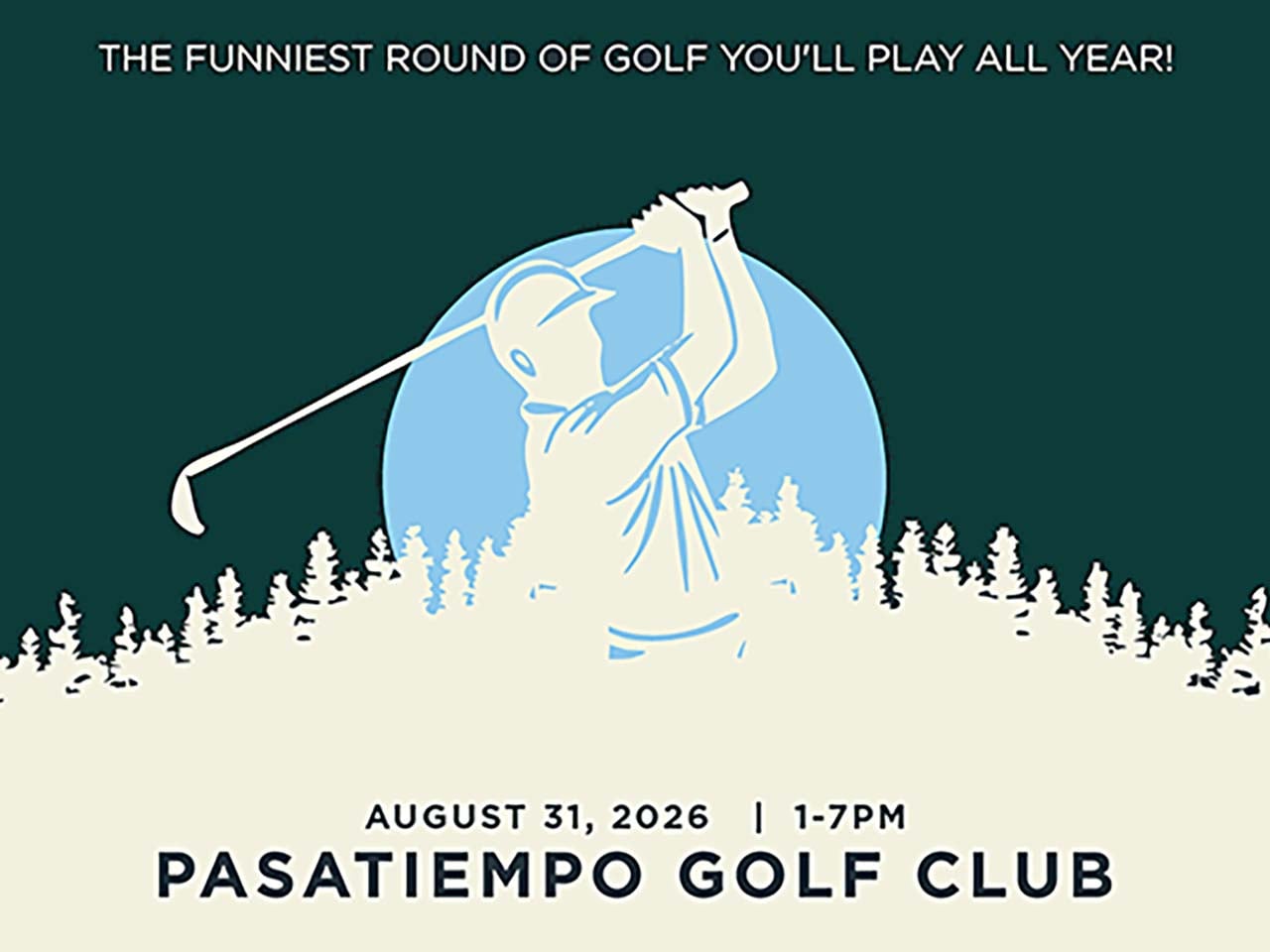 logo of a golfer with redwood tree skyline