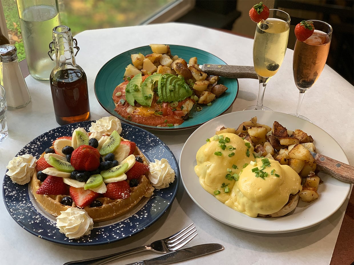 Various dishes off the brunch menu at Heavenly Cafe. Photographed by Monica Multer
